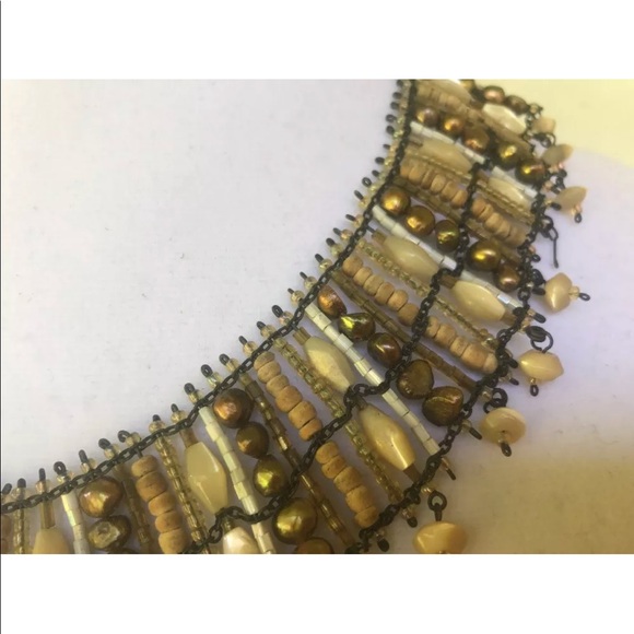 BEADED NECKLACE EARTH TONES NECKLACE‎ WIDE BAND - Picture 6 of 8